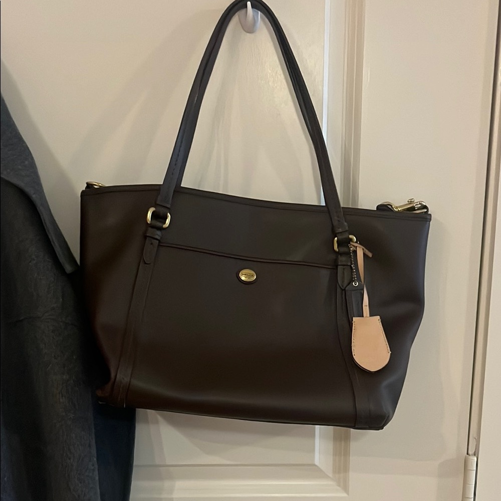 COACH Brown Leather Tote Bag/crossbody purse